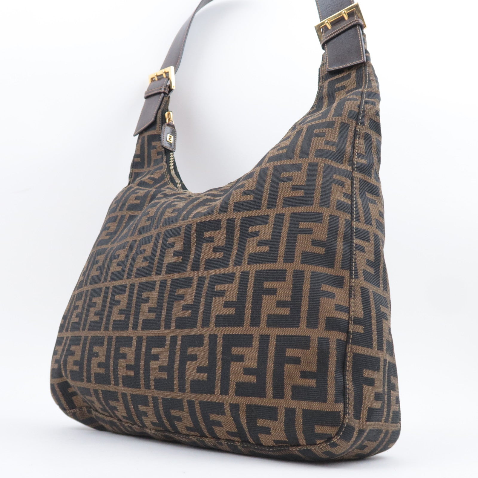 FENDI Zucca Canvas Shoulder Bag Brown 26433