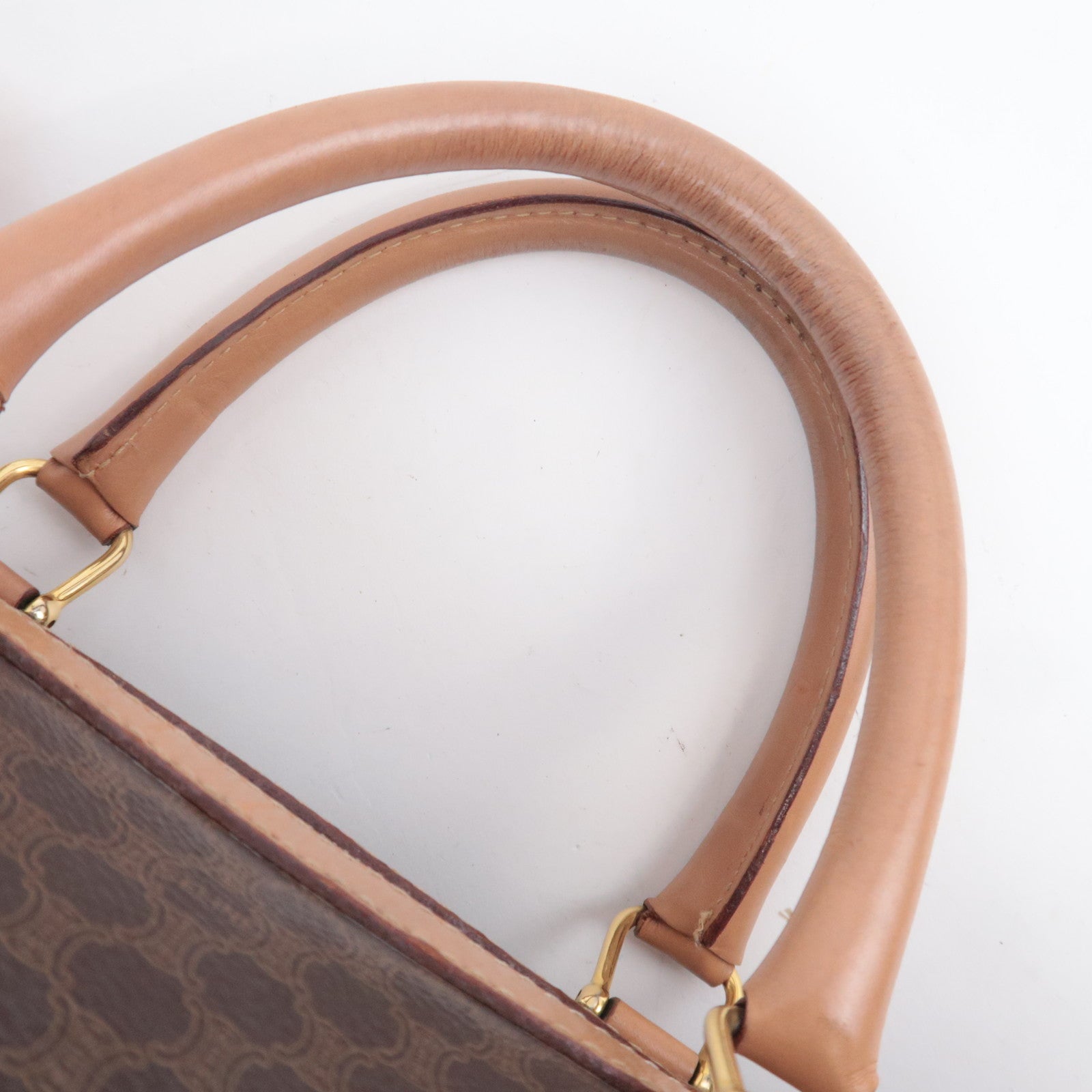 CELINE Macadam Boston Bag PVC Leather Brown