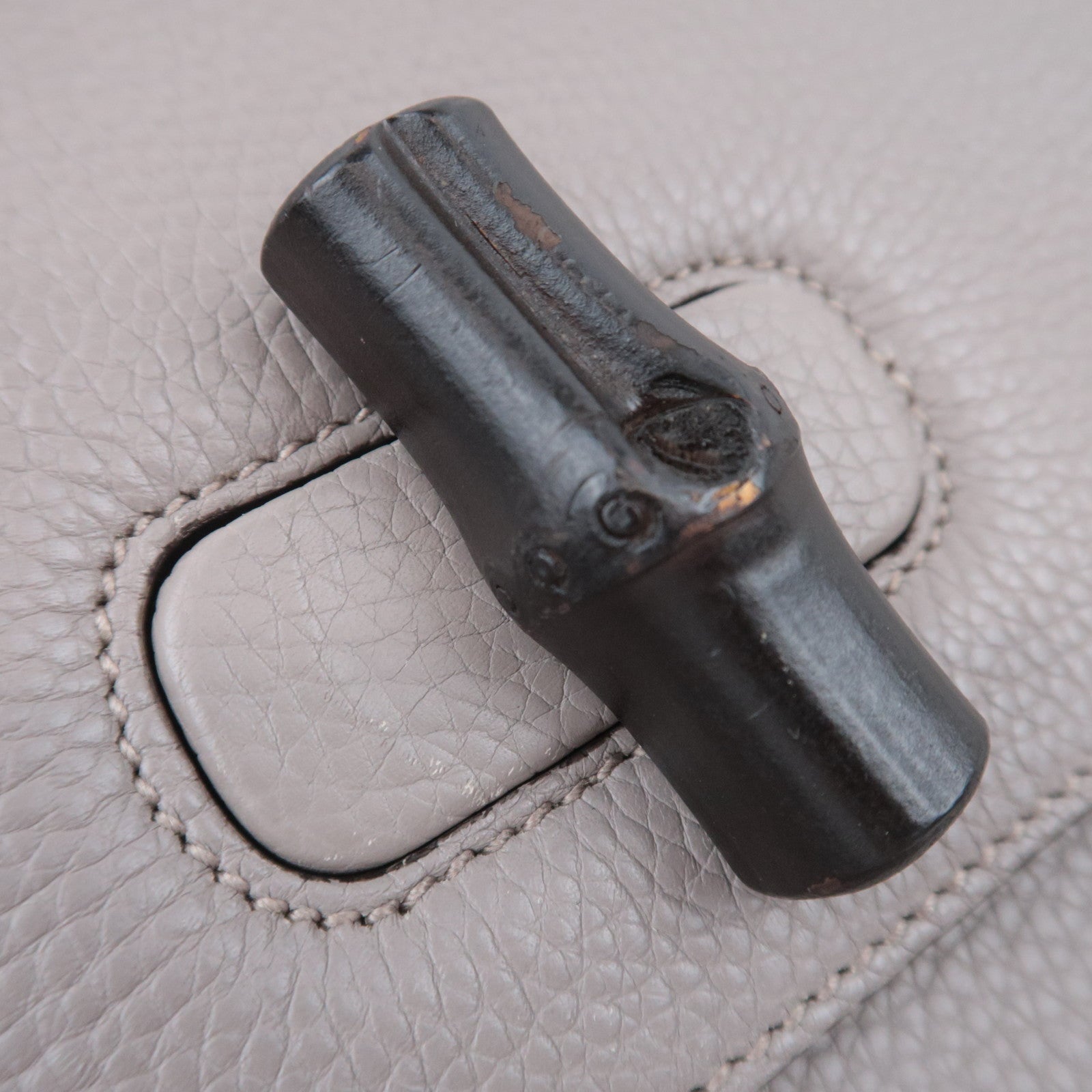 GUCCI Bamboo Daily Leather 2Way Top Handle Bag Gray 392013