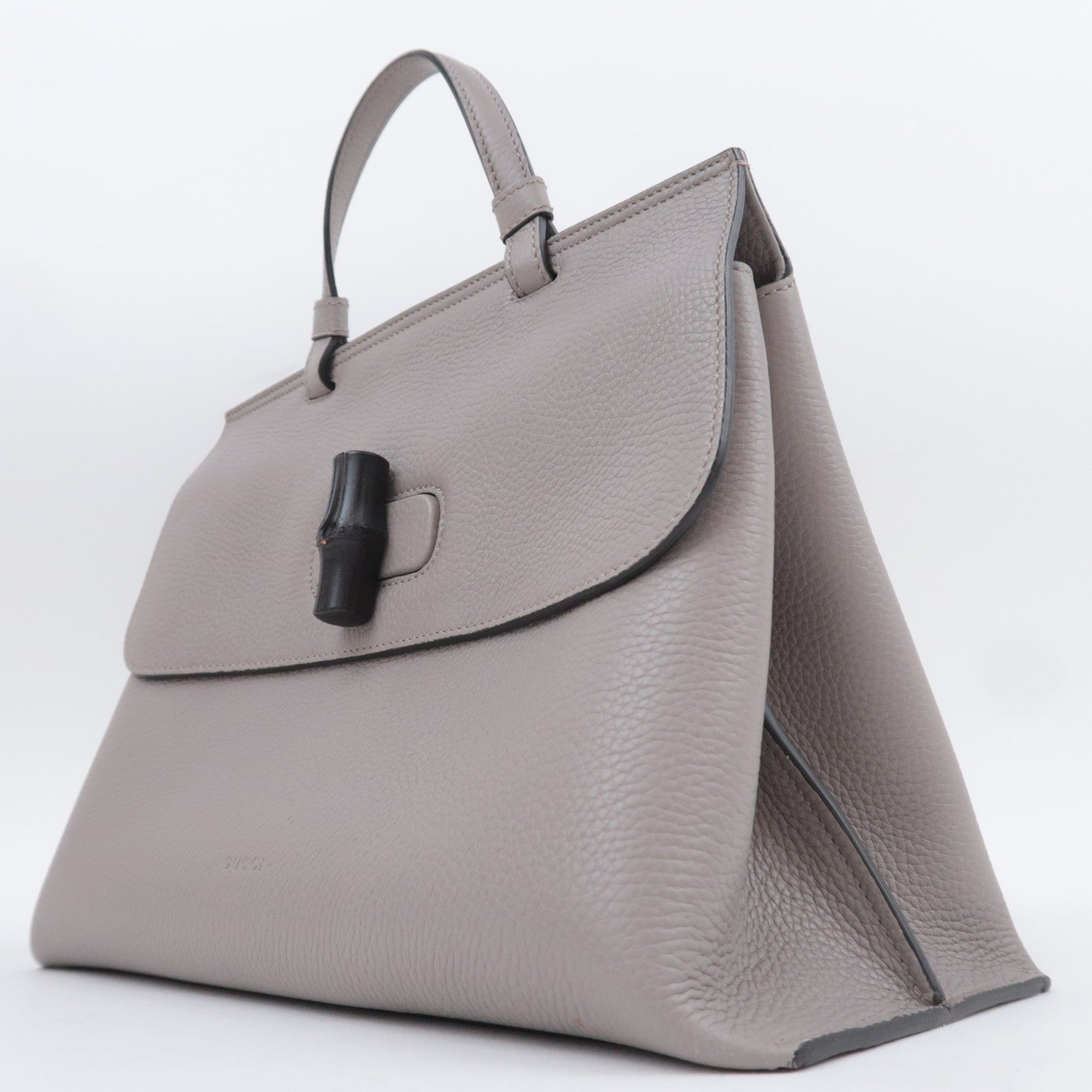 GUCCI Bamboo Daily Leather 2Way Top Handle Bag Gray 392013