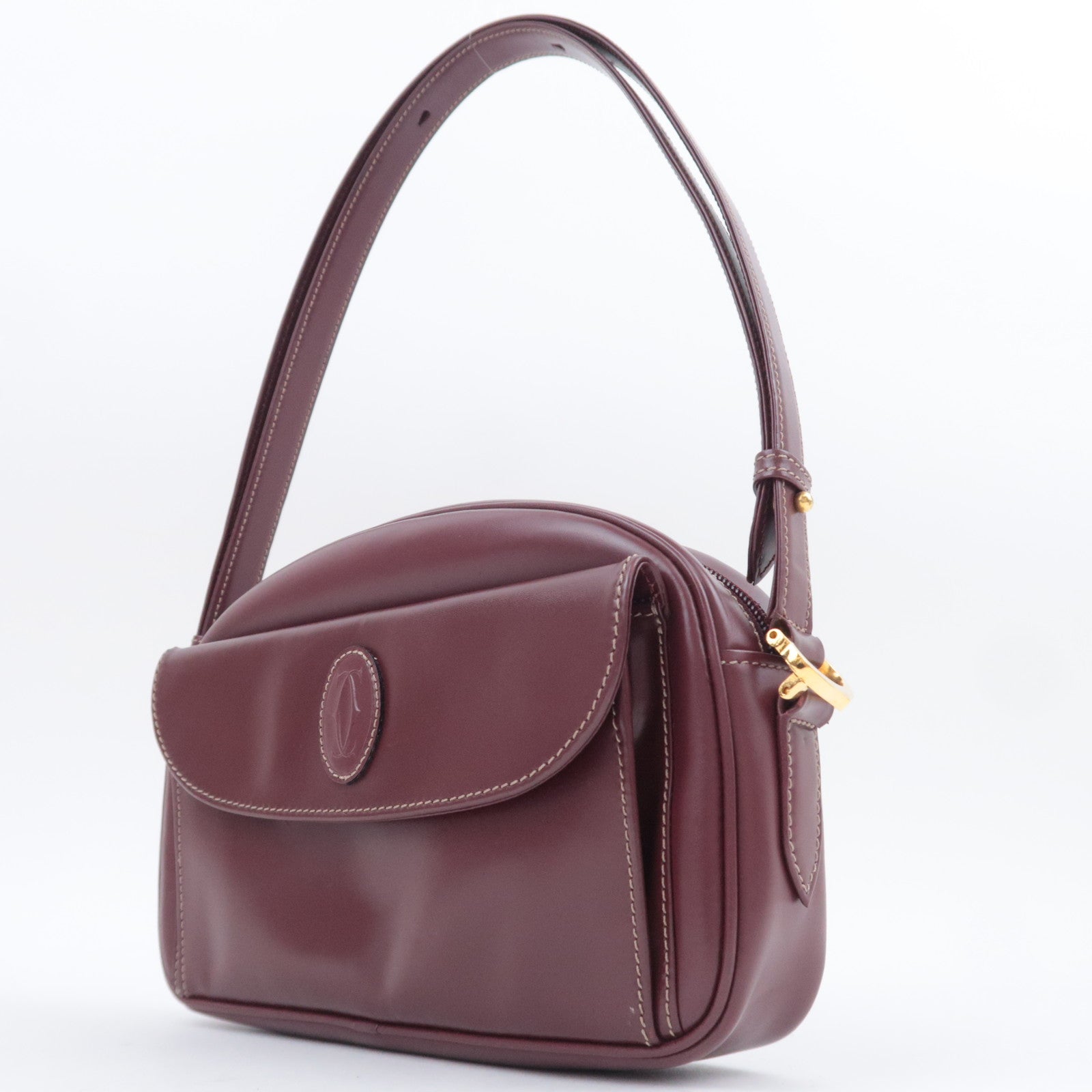 Cartier Must de Cartier Leather Shoulder Bag Bordeaux