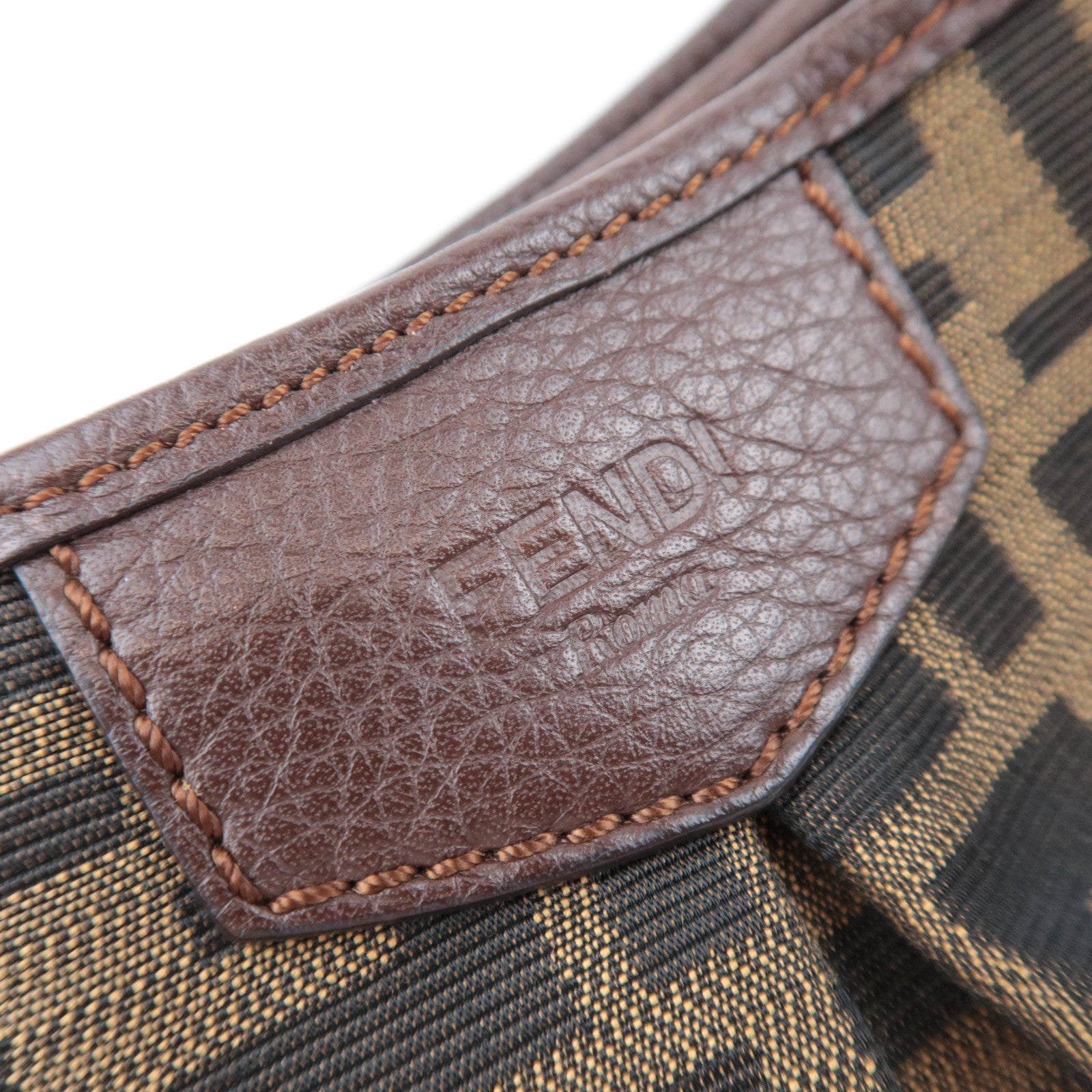 FENDI Zucca Canvas Pleated Tote Bag Brown 8BH268