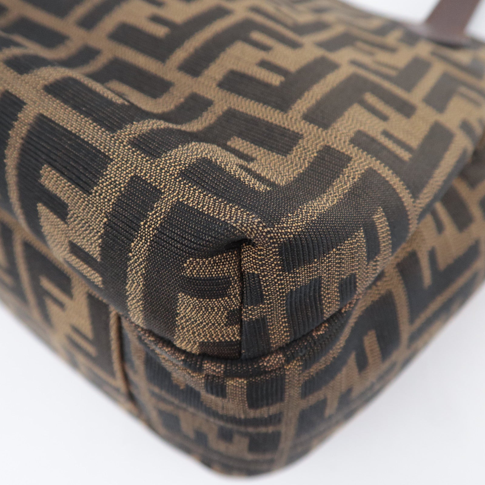 FENDI Zucca Canvas Pleated Tote Bag Brown 8BH268