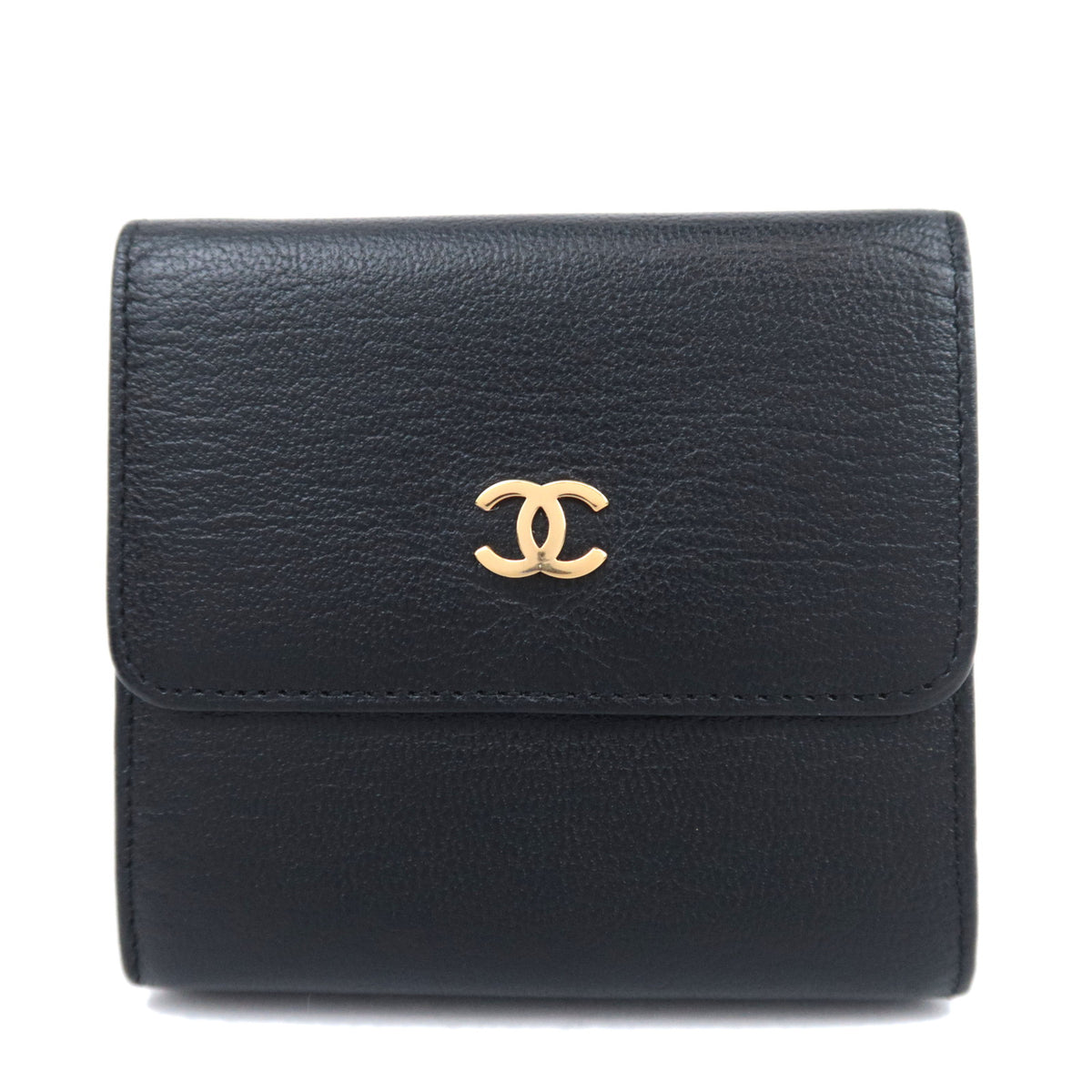 CHANEL Black Leather CC Logo Small Wallet92064
