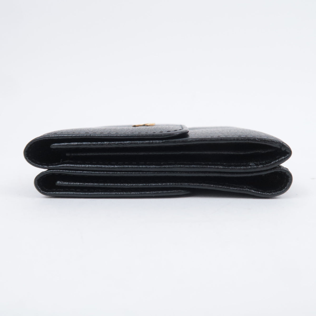 CHANEL Black Leather CC Logo Small Wallet