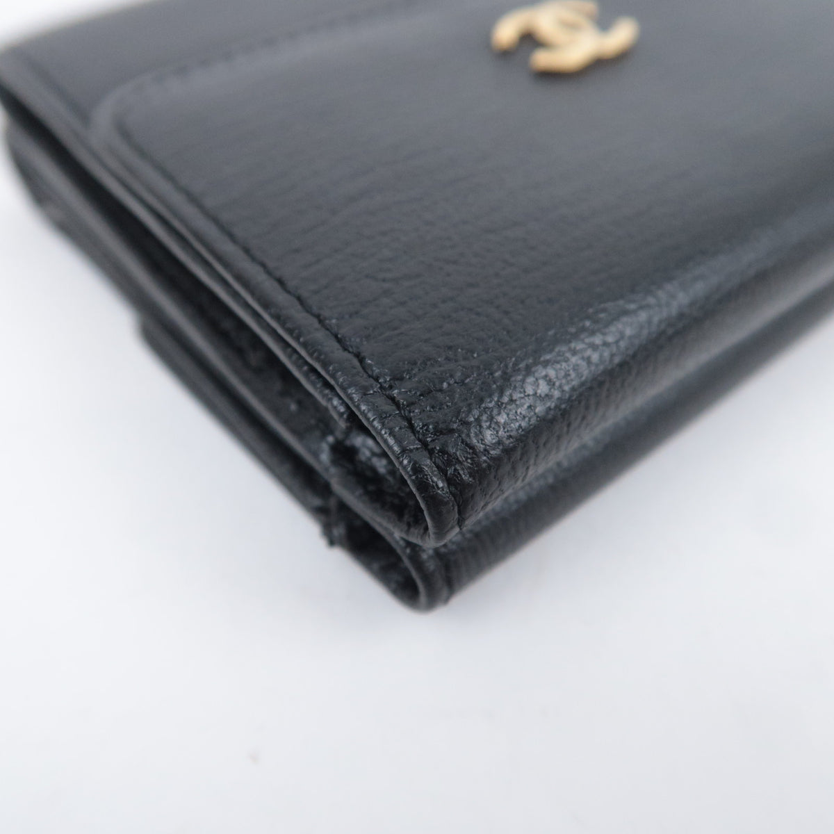 CHANEL Black Leather CC Logo Small Wallet