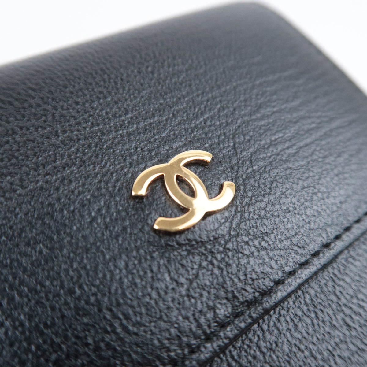 CHANEL Black Leather CC Logo Small Wallet