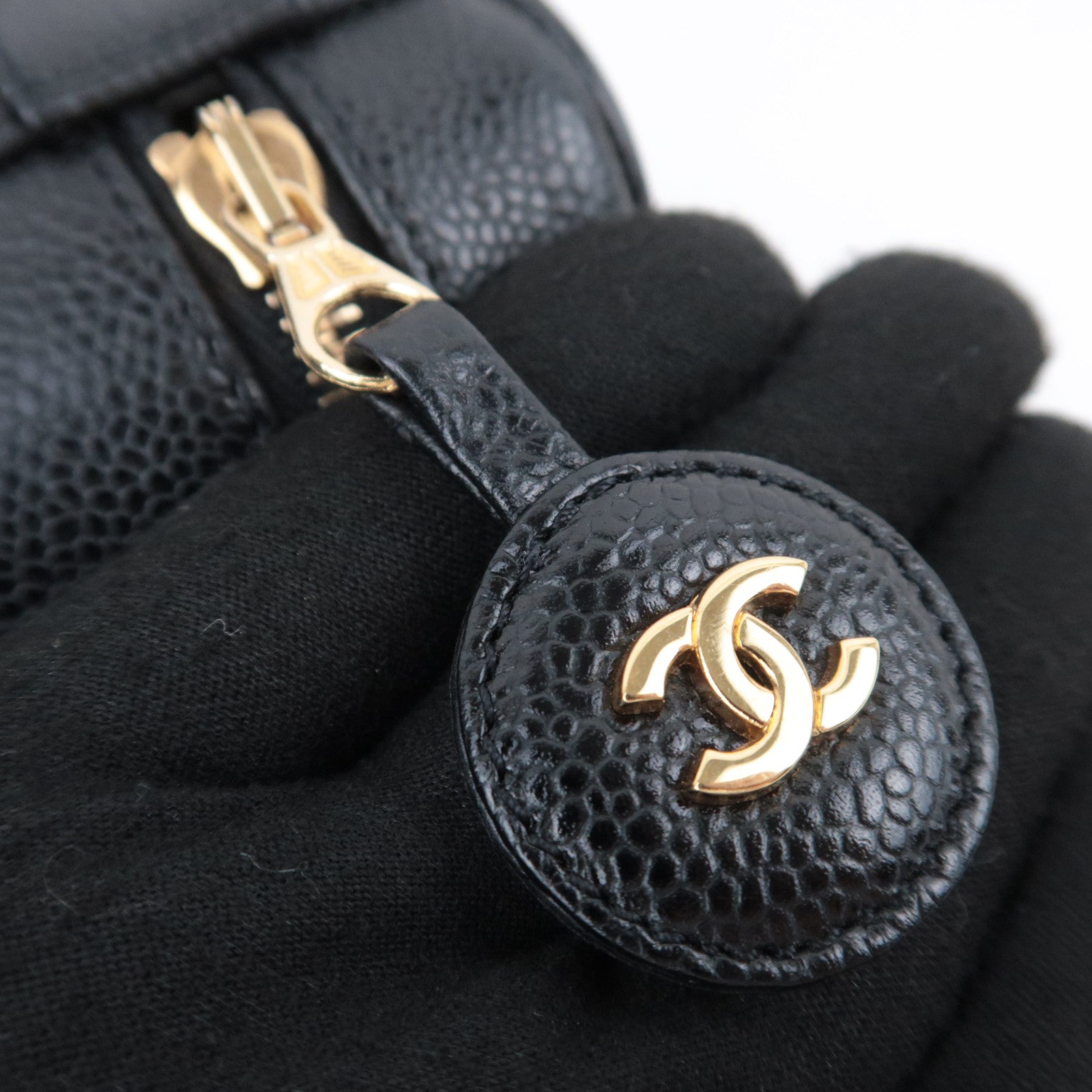 CHANEL Coco Mark Caviar skin Vanity Bag Black A01998