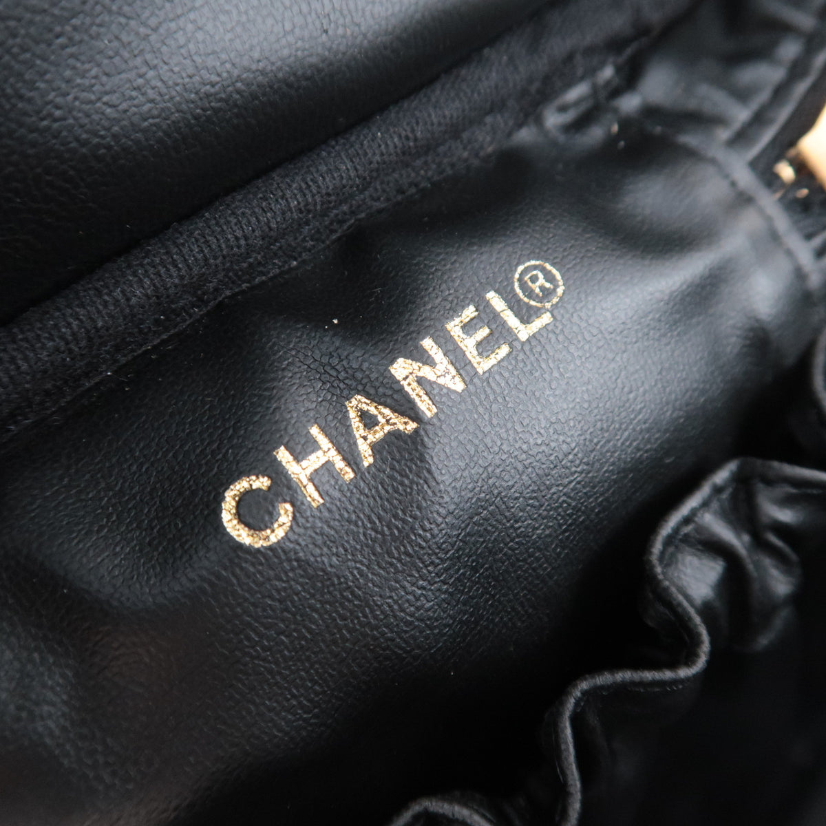 CHANEL Coco Mark Caviar skin Vanity Bag Black A01998