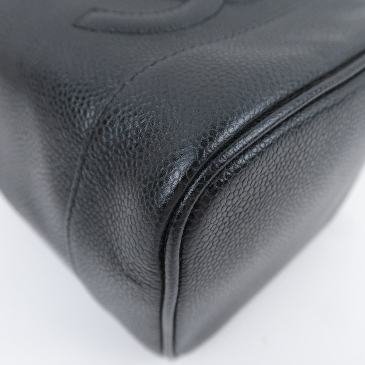 CHANEL Coco Mark Caviar skin Vanity Bag Black A01998