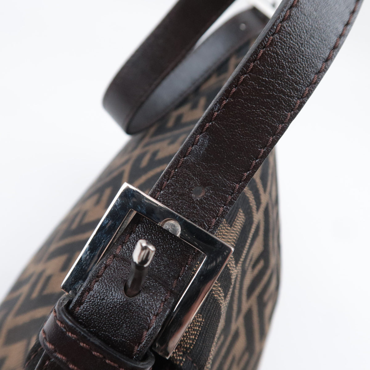 FENDI Zucca Mamma Baguette Bag Canvas Brown 26325