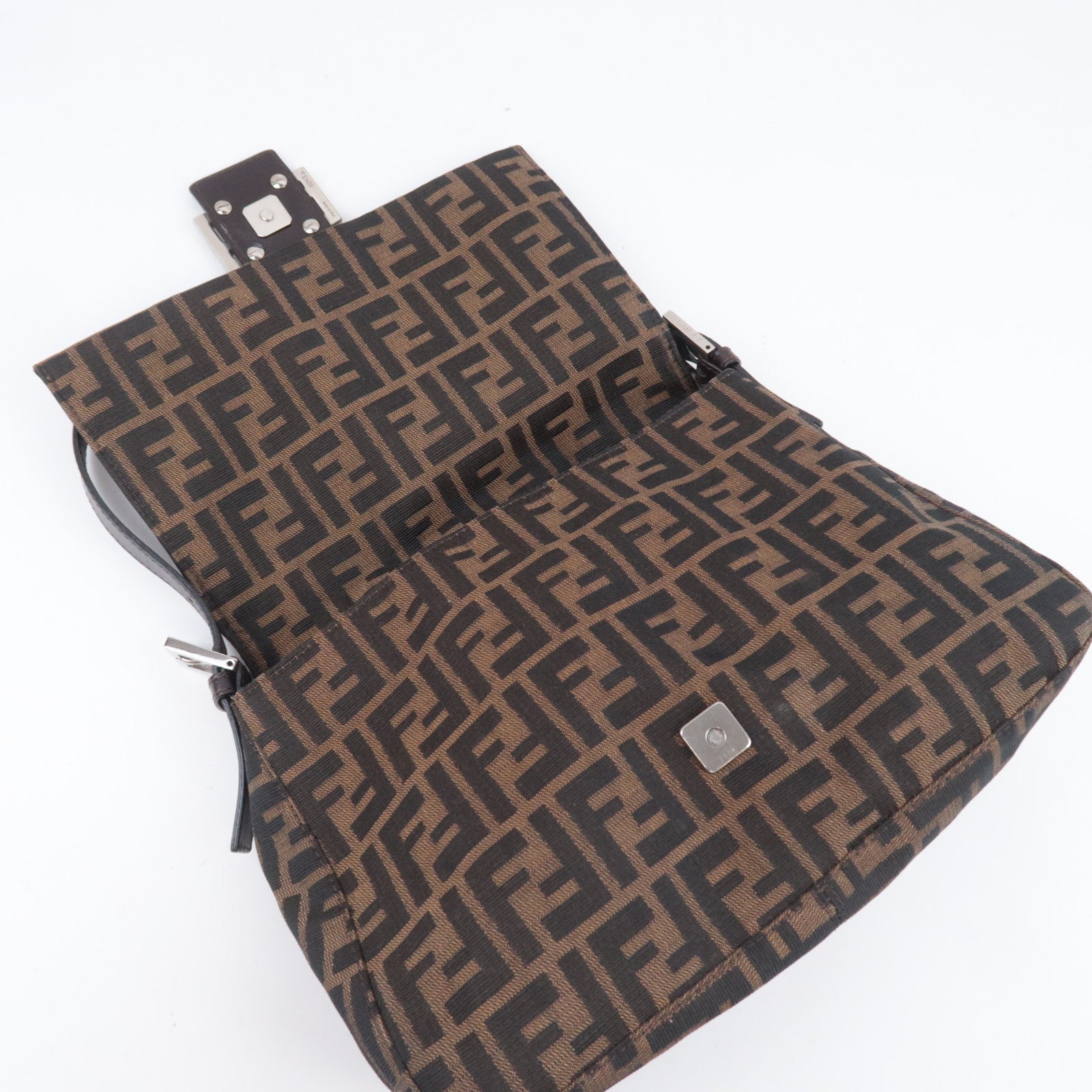 FENDI Zucca Mamma Baguette Bag Canvas Brown 26325