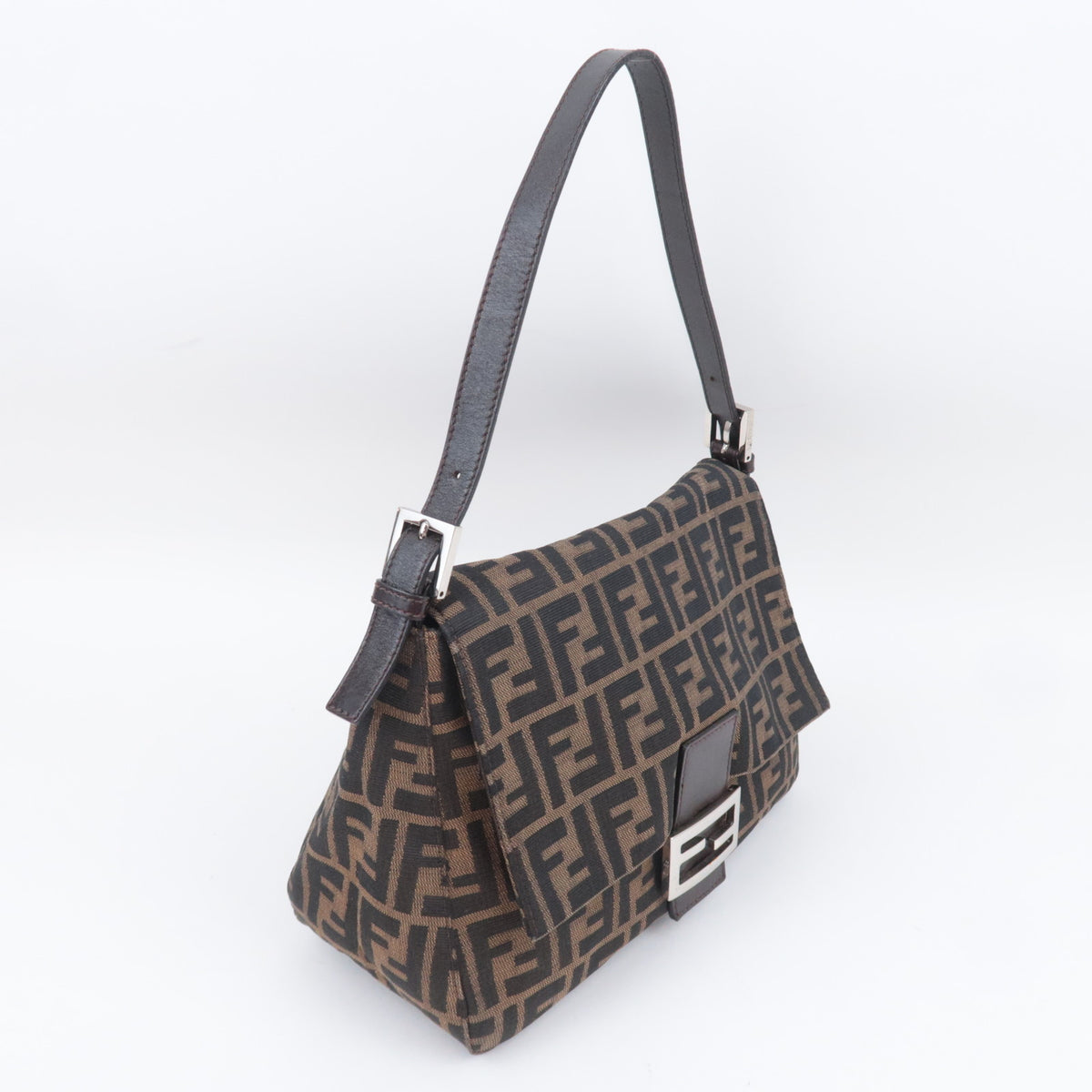FENDI Zucca Mamma Baguette Bag Canvas Brown 26325