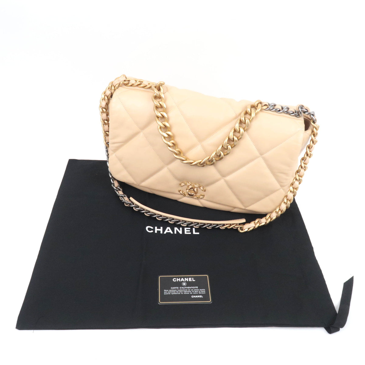 CHANEL 19 Dixneuf Maxi Lambskin Chain Shoulder Bag AS1162