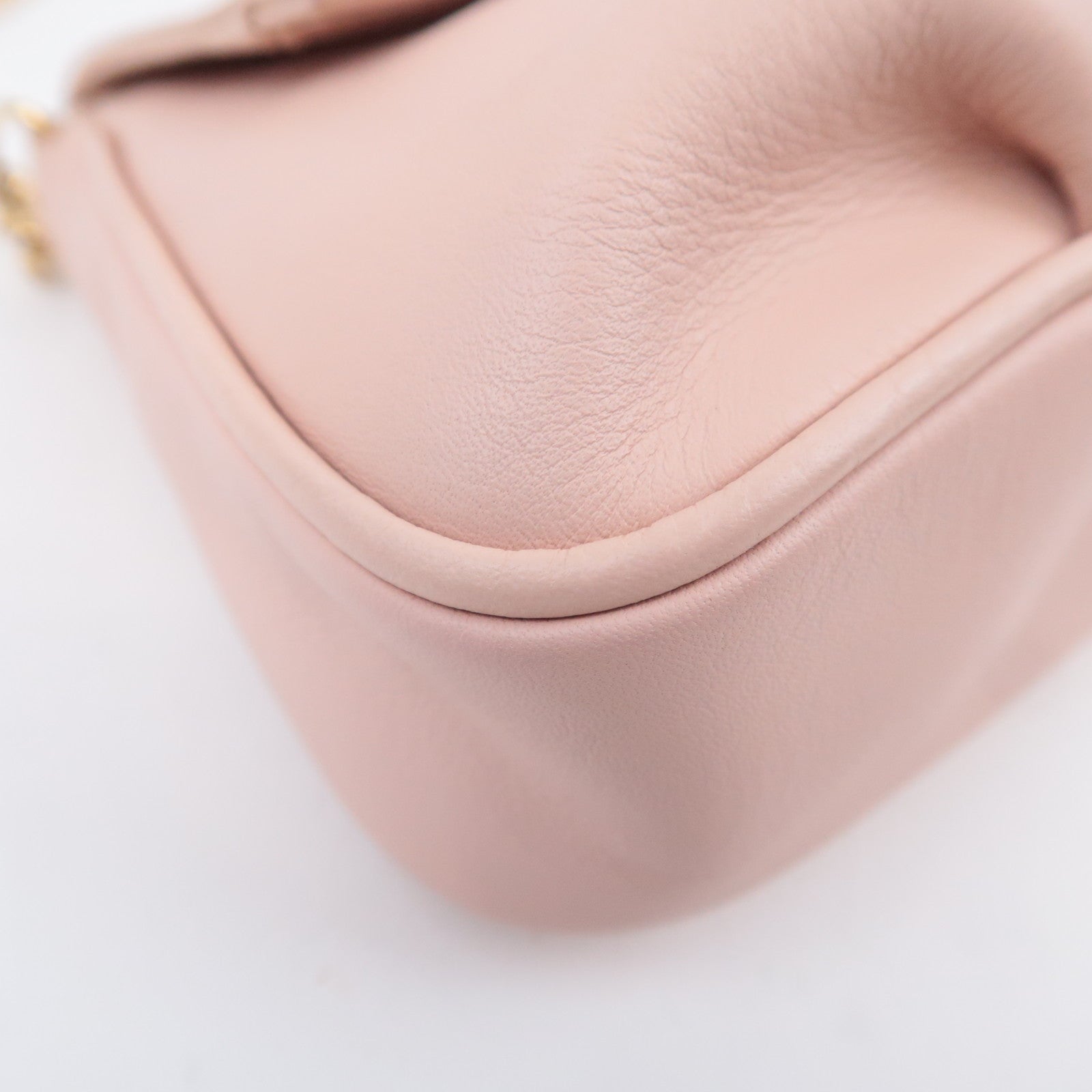 FENDI Leather Chain Shoulder Bag Pink 8M0276
