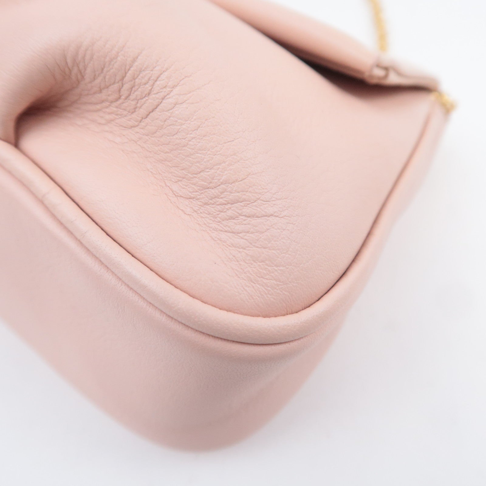 FENDI Leather Chain Shoulder Bag Pink 8M0276