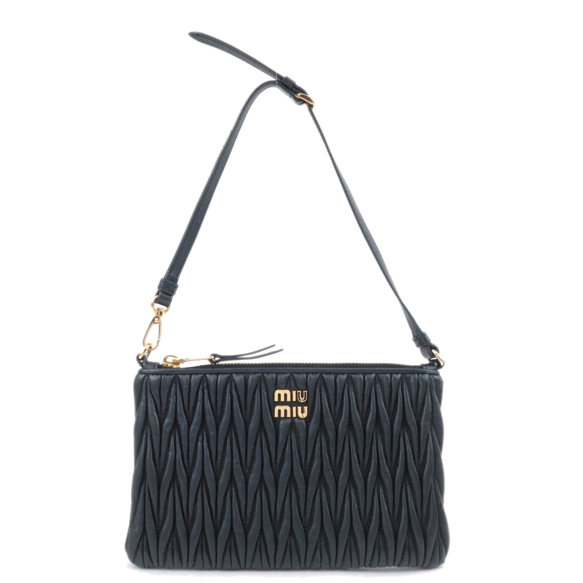 MIU MIU Matelasse Leather Accessory Pouch Black92153