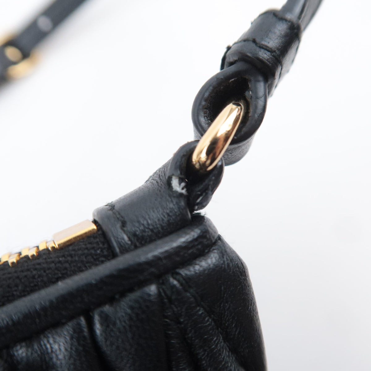 MIU MIU Matelasse Leather Accessory Pouch Black