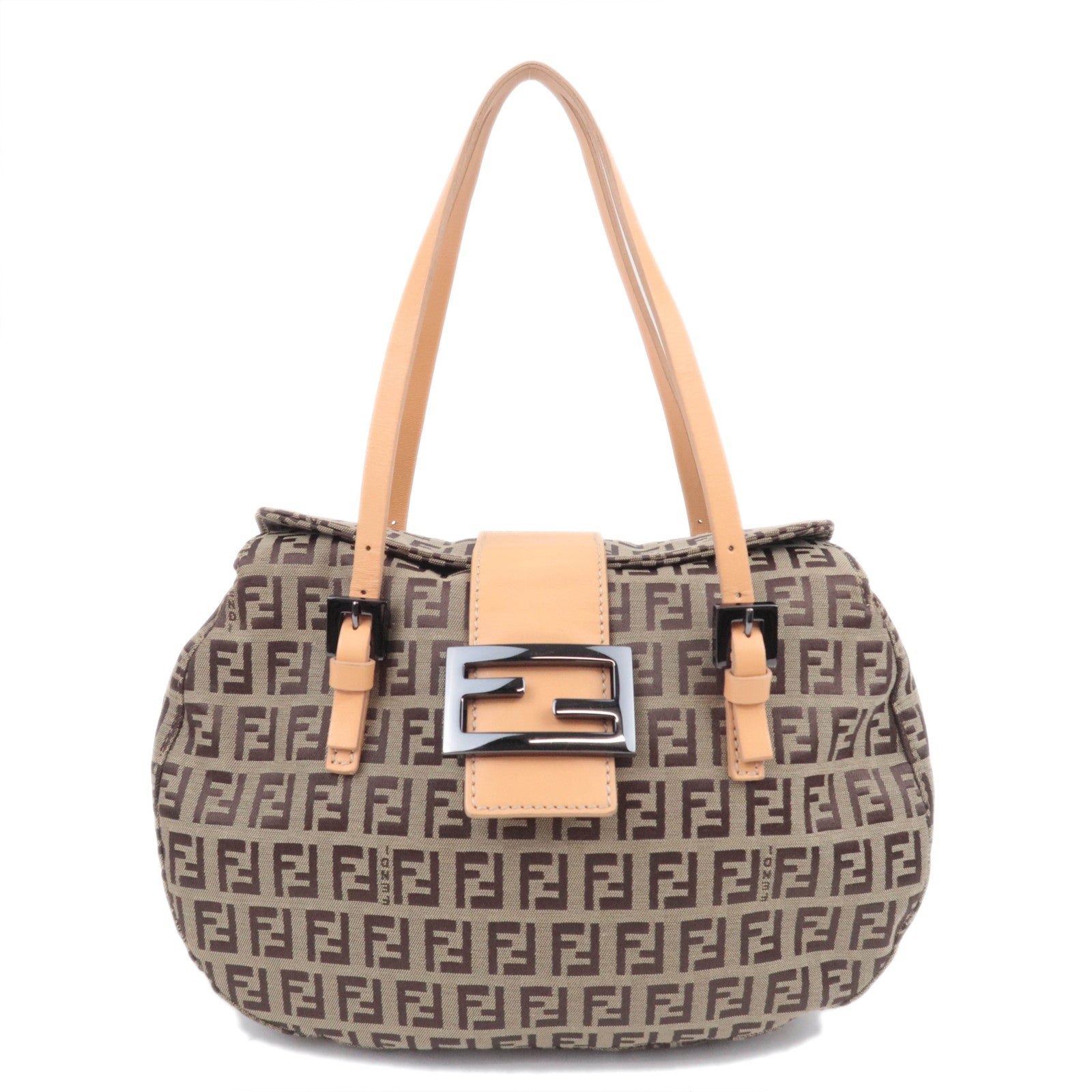 FENDI Zucchino Canvas Leather Handbag Beige92168
