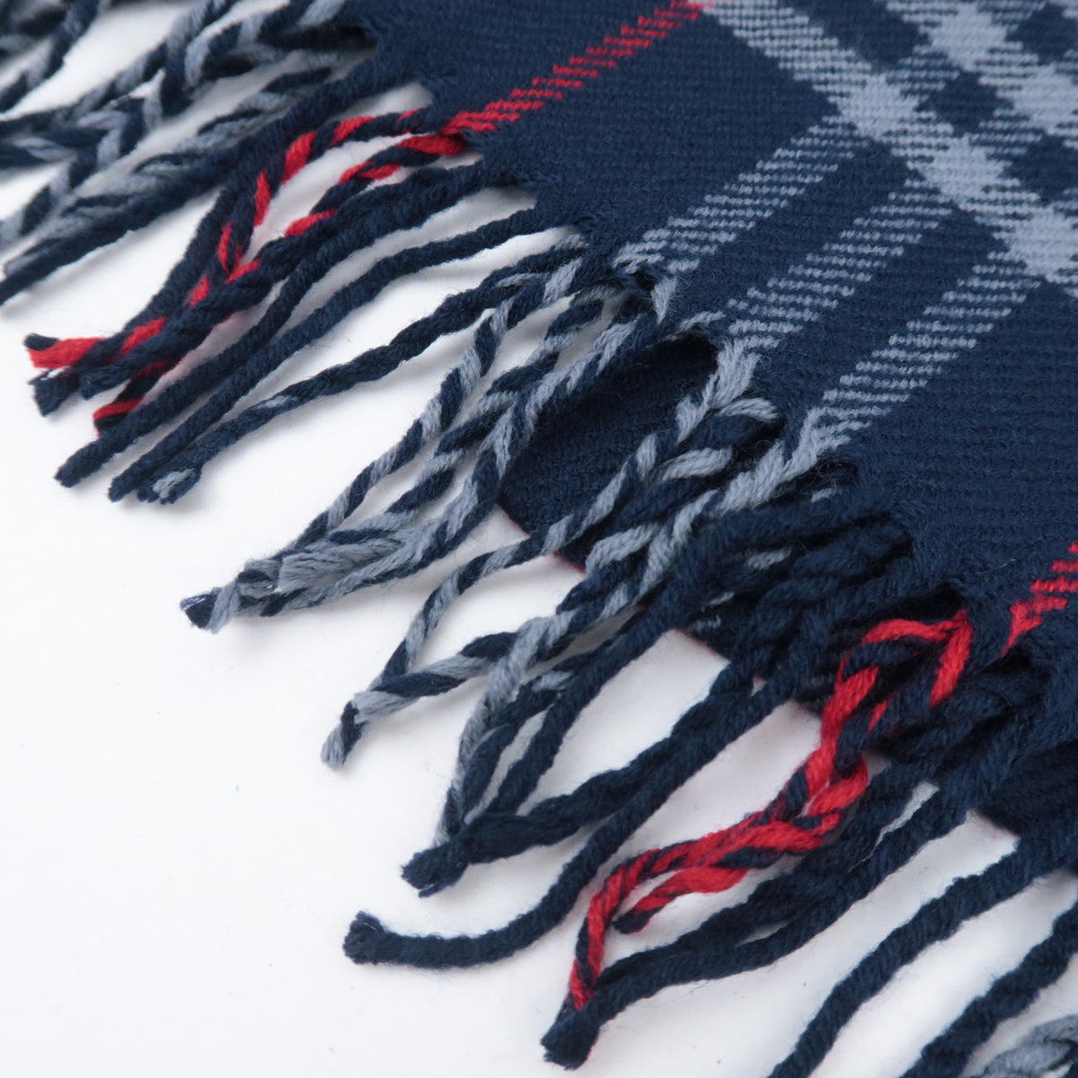 BURBERRY burberrys Nova Plaid Scarf Fringe Navy