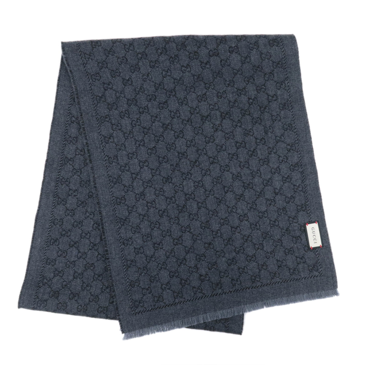 GUCCI GG Print Scarf Short Fringe Gray92198