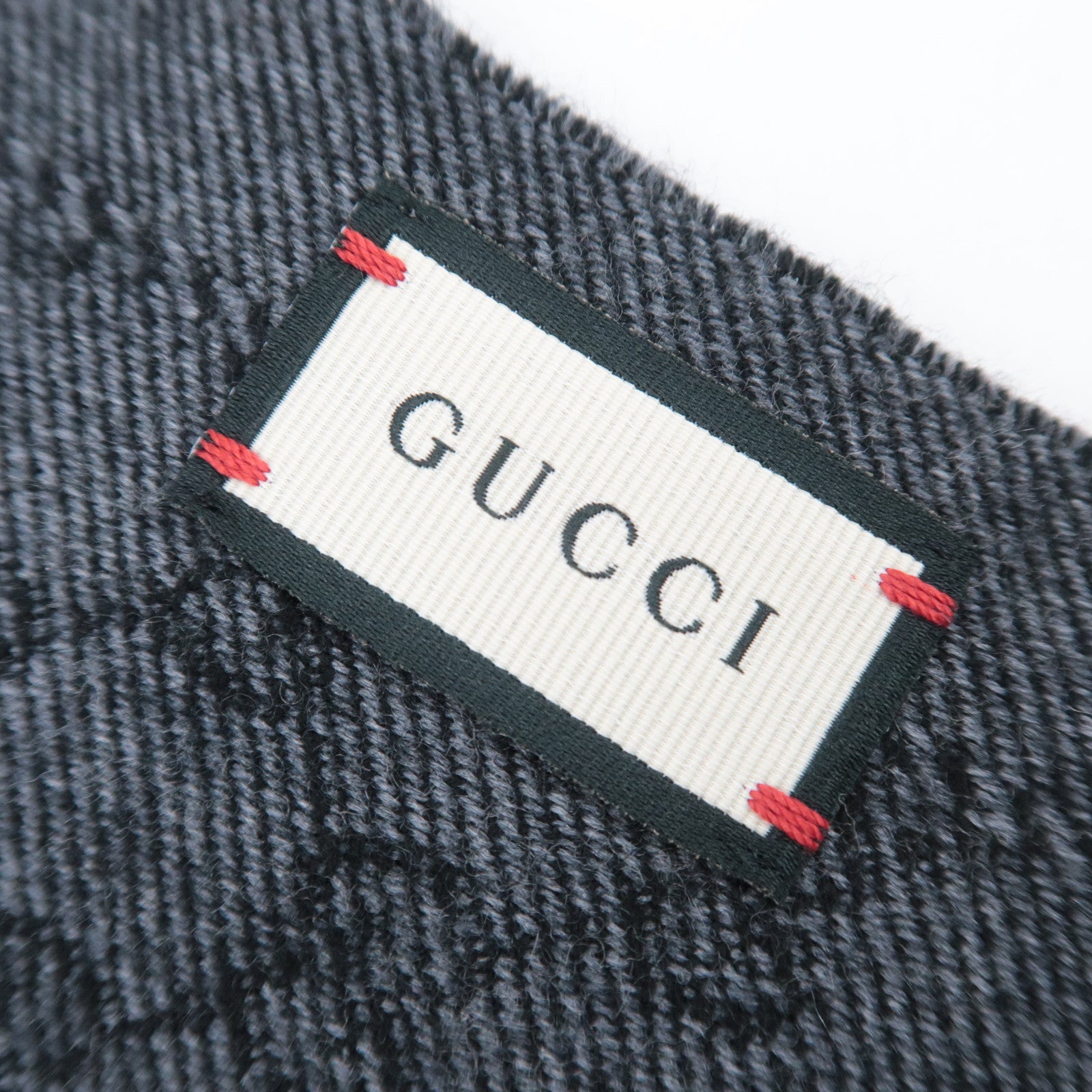 GUCCI GG Print Scarf Short Fringe Gray