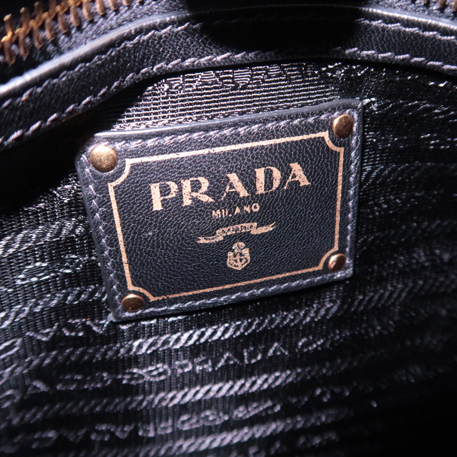 PRADA Side Ribbon Bow Leather Shoulder Bag Black