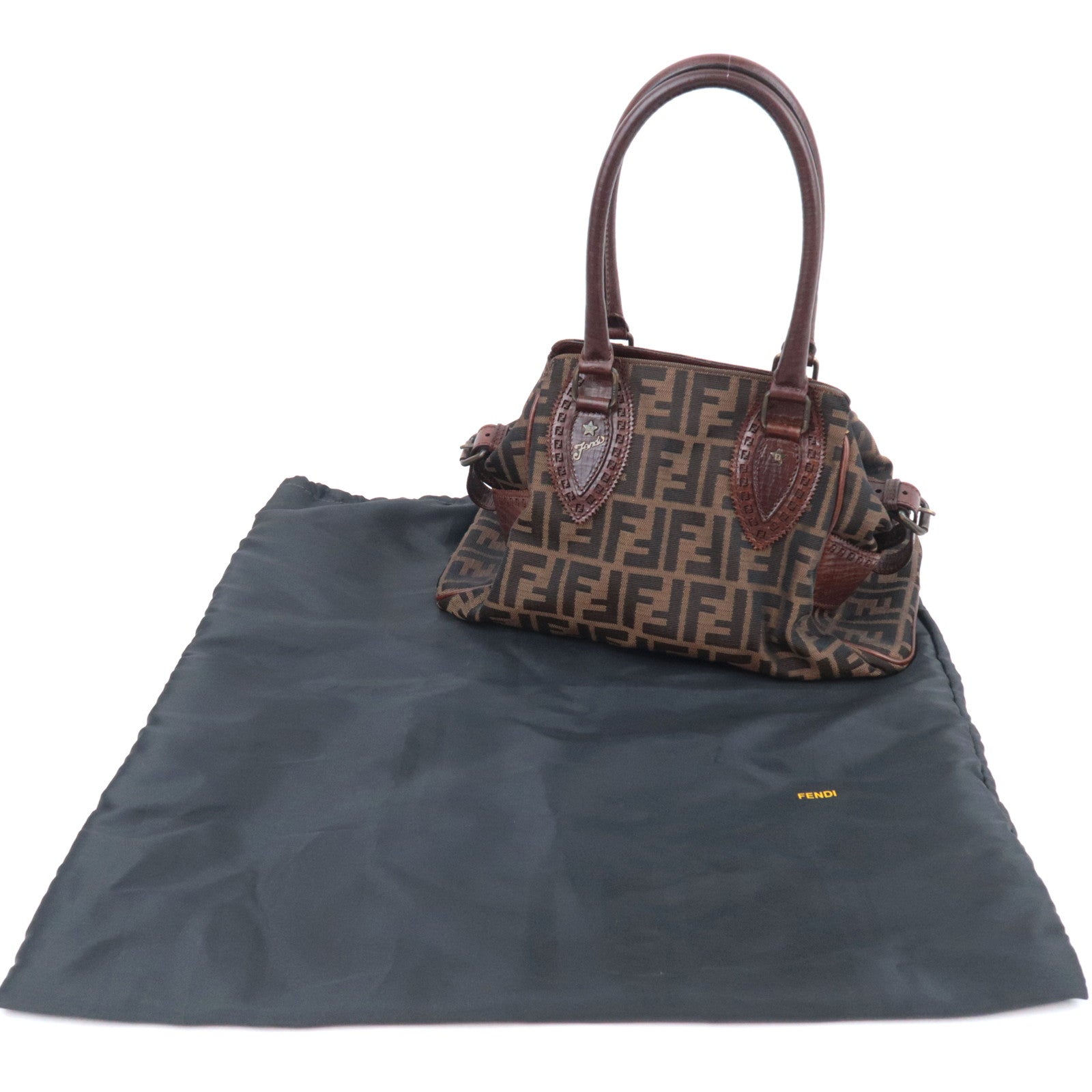 FENDI Zucca Ethonico Canvas Shoulder Bag 8BN157