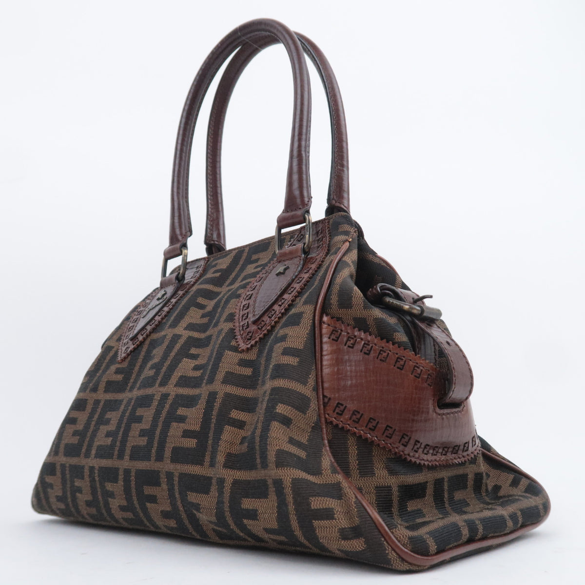 FENDI Zucca Ethonico Canvas Shoulder Bag 8BN157