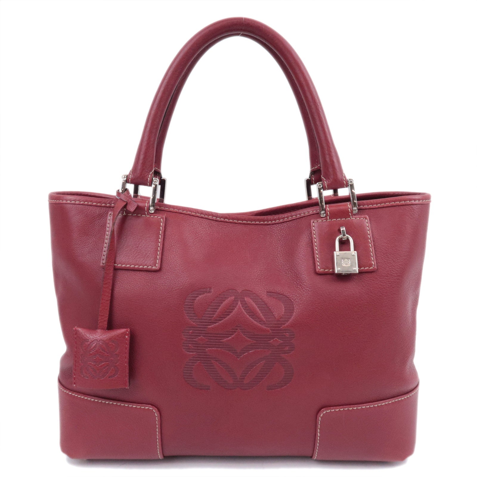 LOEWE Anagram Fusta Leather Tote Bag Red92222