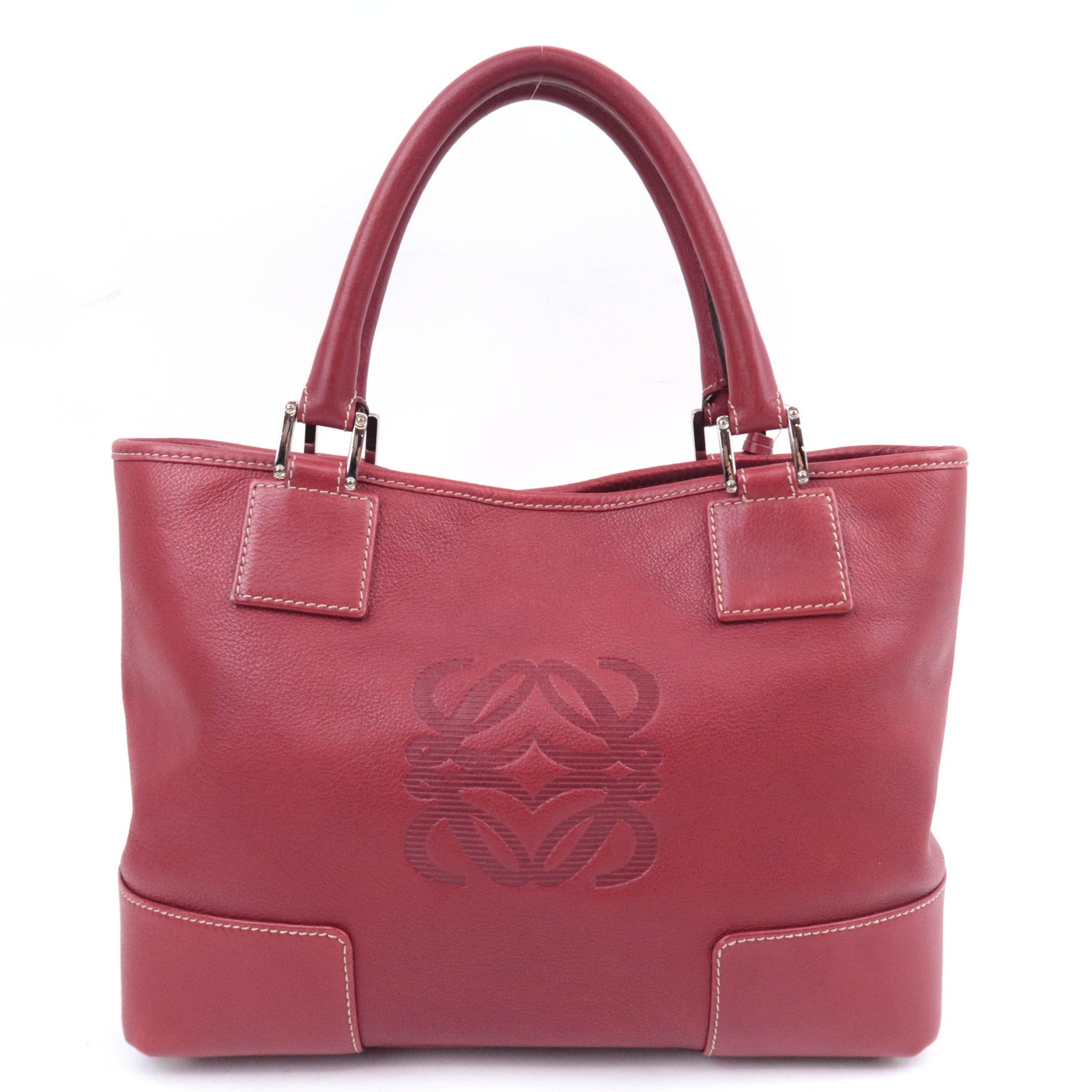 LOEWE Anagram Fusta Leather Tote Bag Red