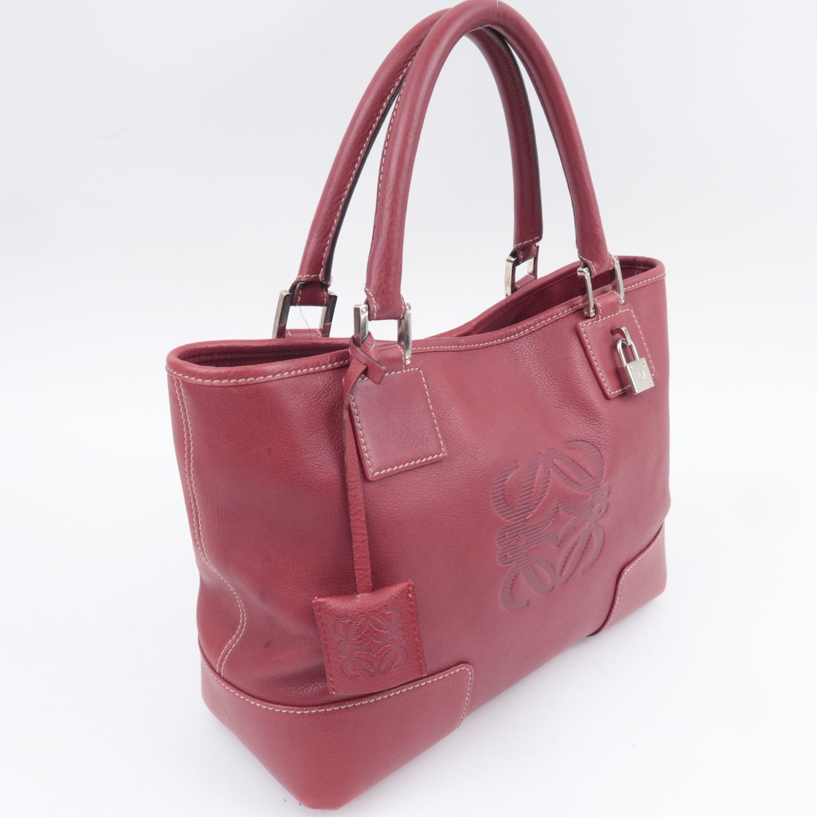 LOEWE Anagram Fusta Leather Tote Bag Red