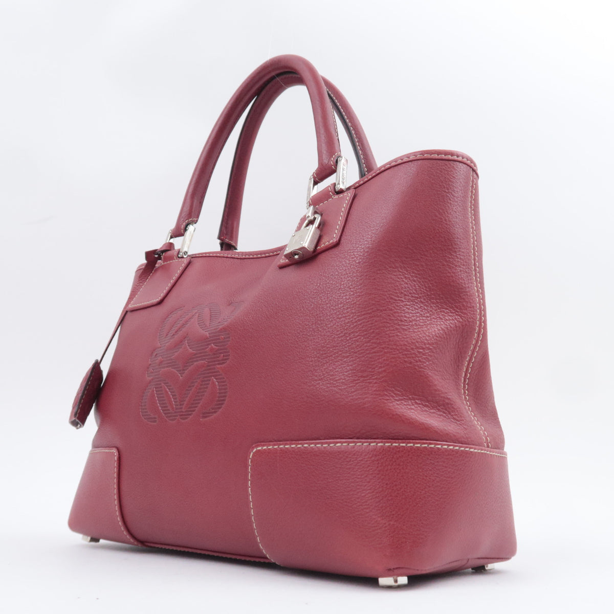 LOEWE Anagram Fusta Leather Tote Bag Red