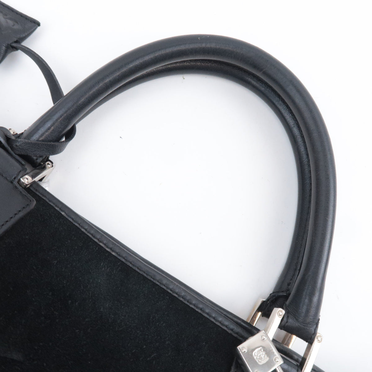 LOEWE Anagram Fusta Suede Tote Bag Black