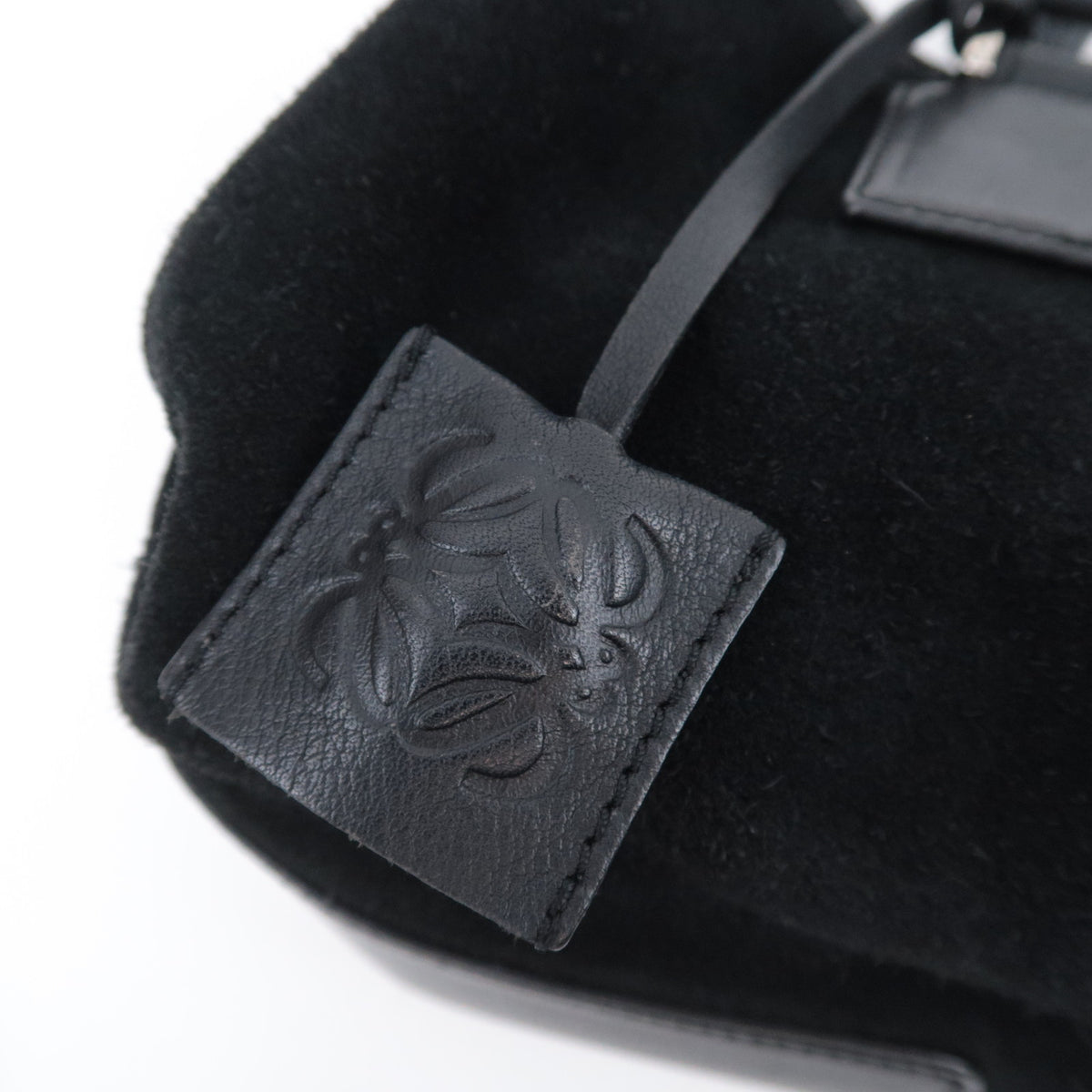 LOEWE Anagram Fusta Suede Tote Bag Black