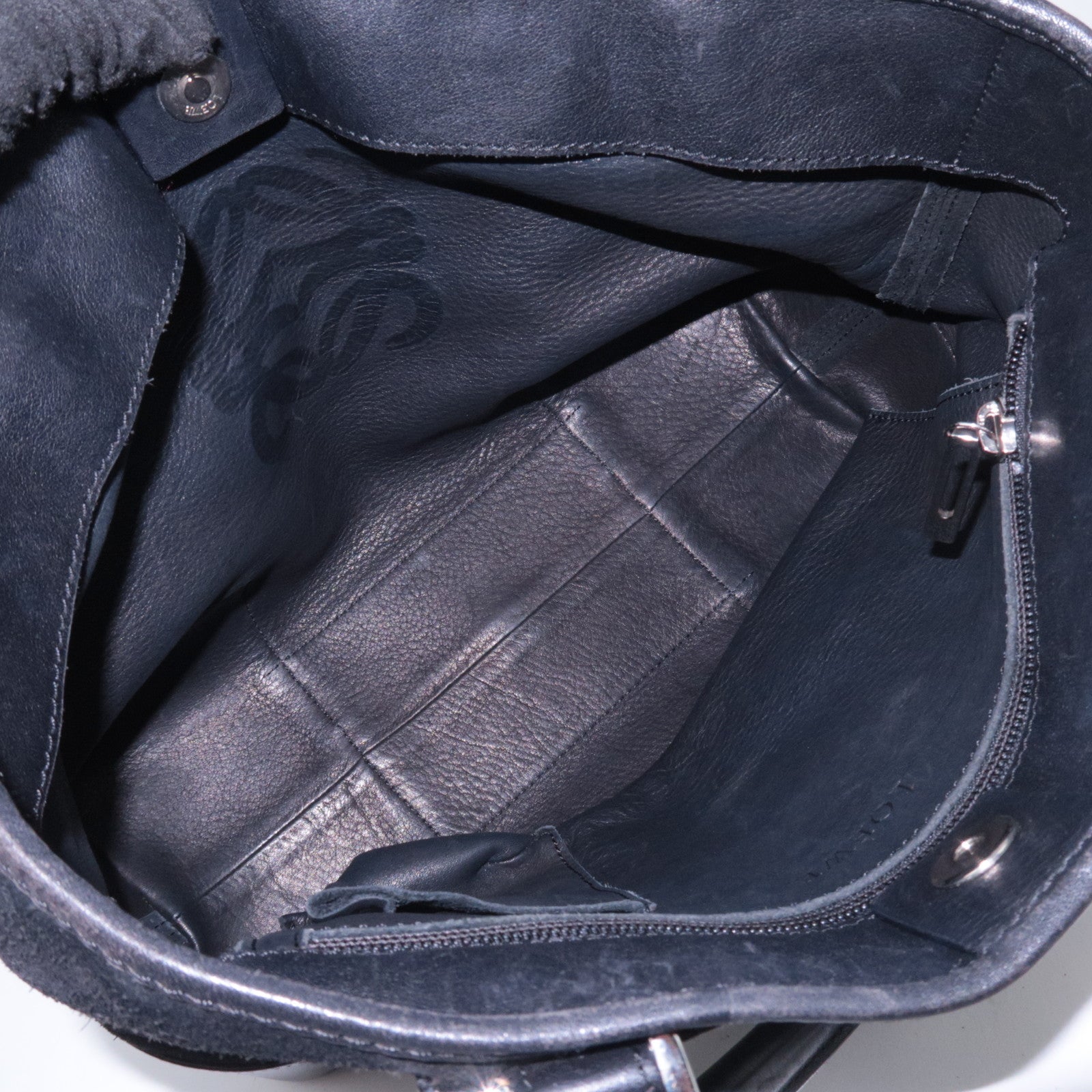 LOEWE Anagram Fusta Suede Tote Bag Black