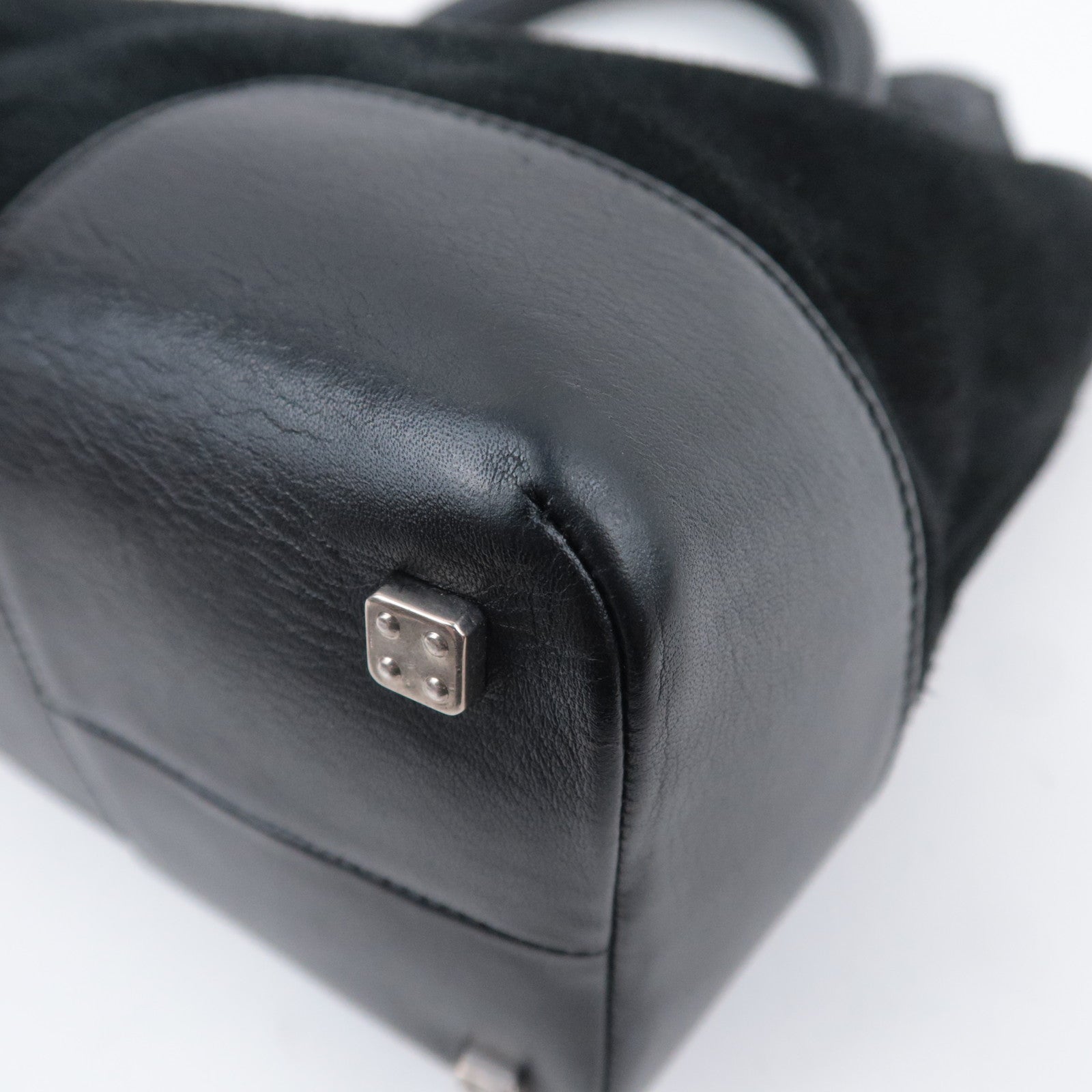 LOEWE Anagram Fusta Suede Tote Bag Black