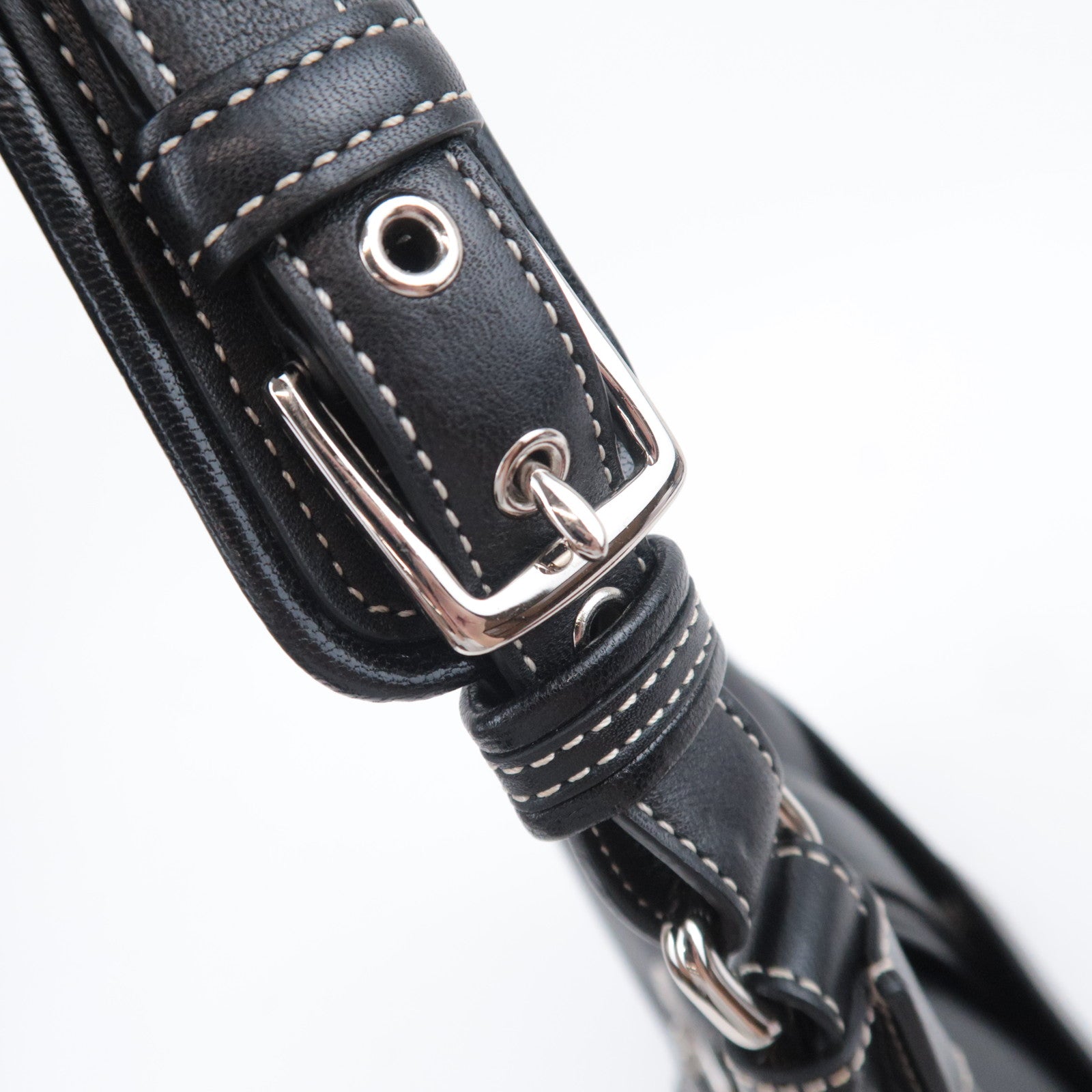 COACH Leather One Shoulder Bag Black 7463