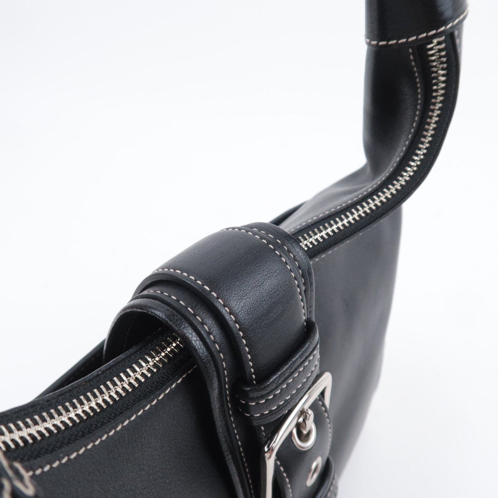 COACH Leather One Shoulder Bag Black 7463