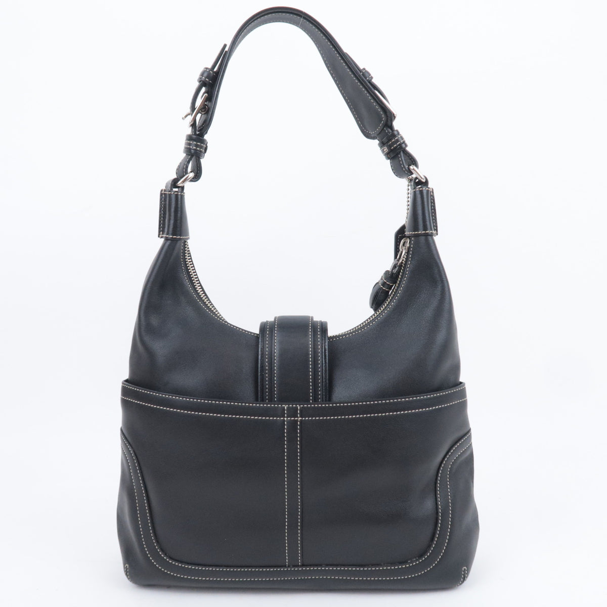 COACH Leather One Shoulder Bag Black 7463