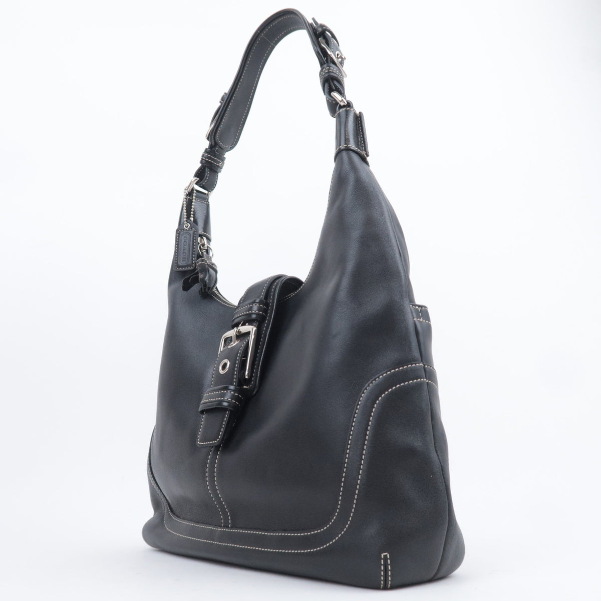 COACH Leather One Shoulder Bag Black 7463