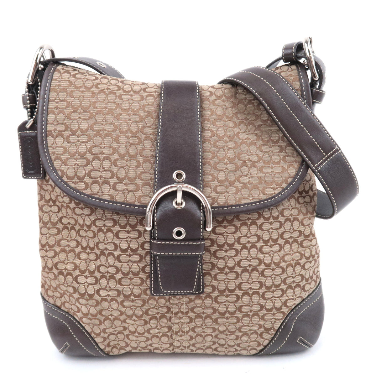 COACH Signature Canvas Shoulder Bag Brown 637692226
