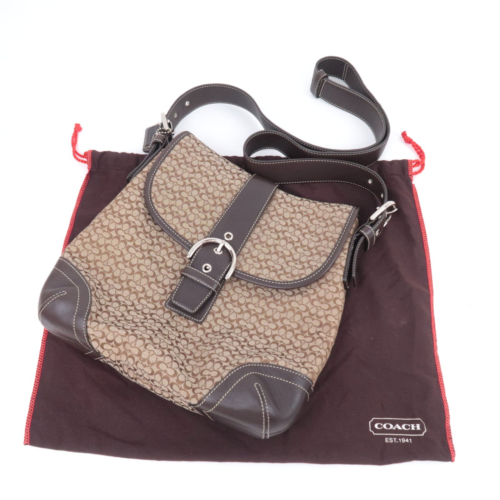 COACH Signature Canvas Shoulder Bag Brown 6376