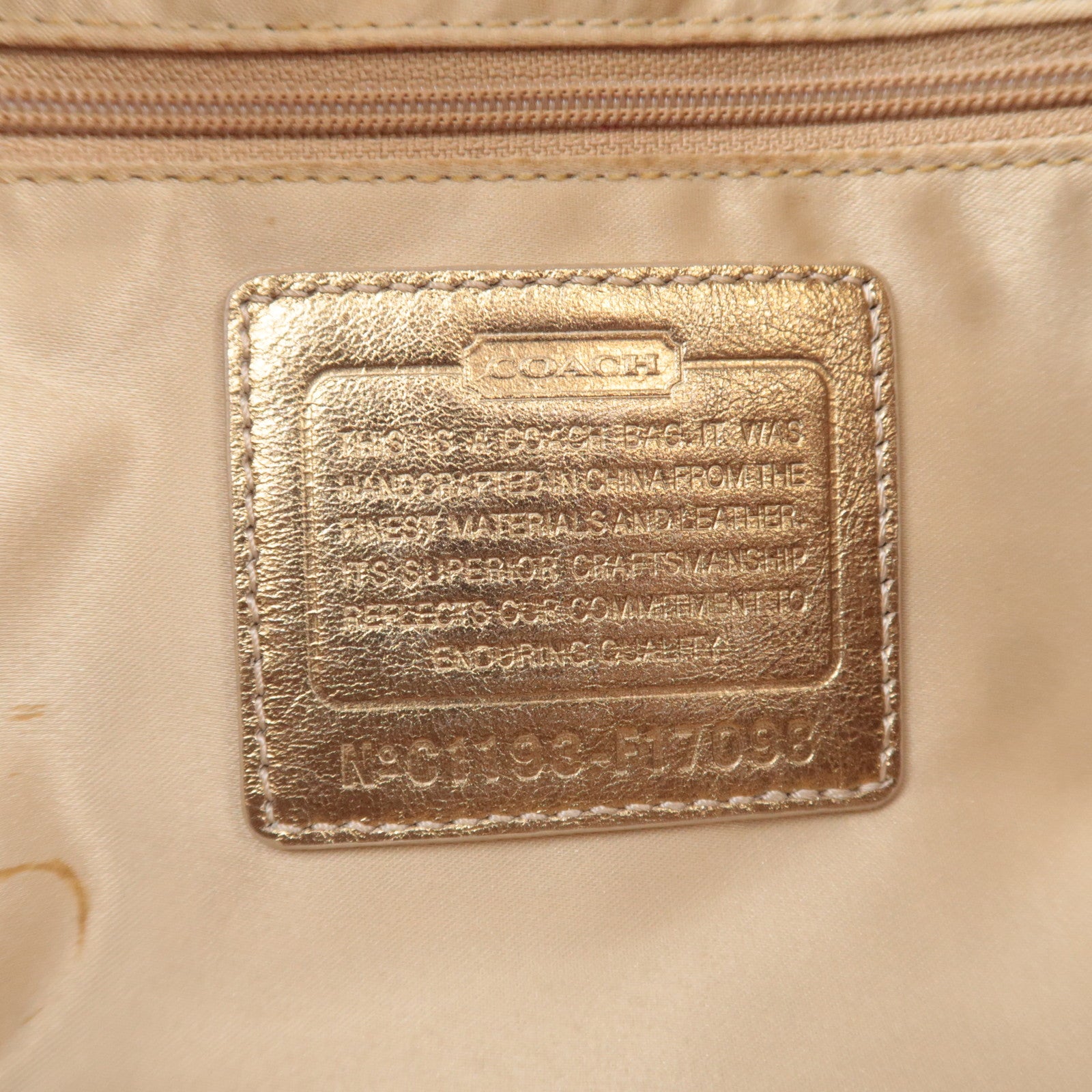 COACH Patchwork Canvas Tote Bag Gold Multicolor F17098