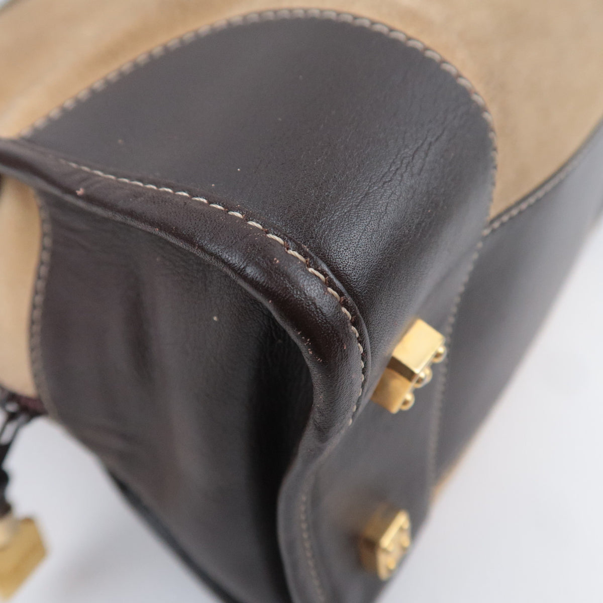 LOEWE Amazona 32 Suede Handbag Beige