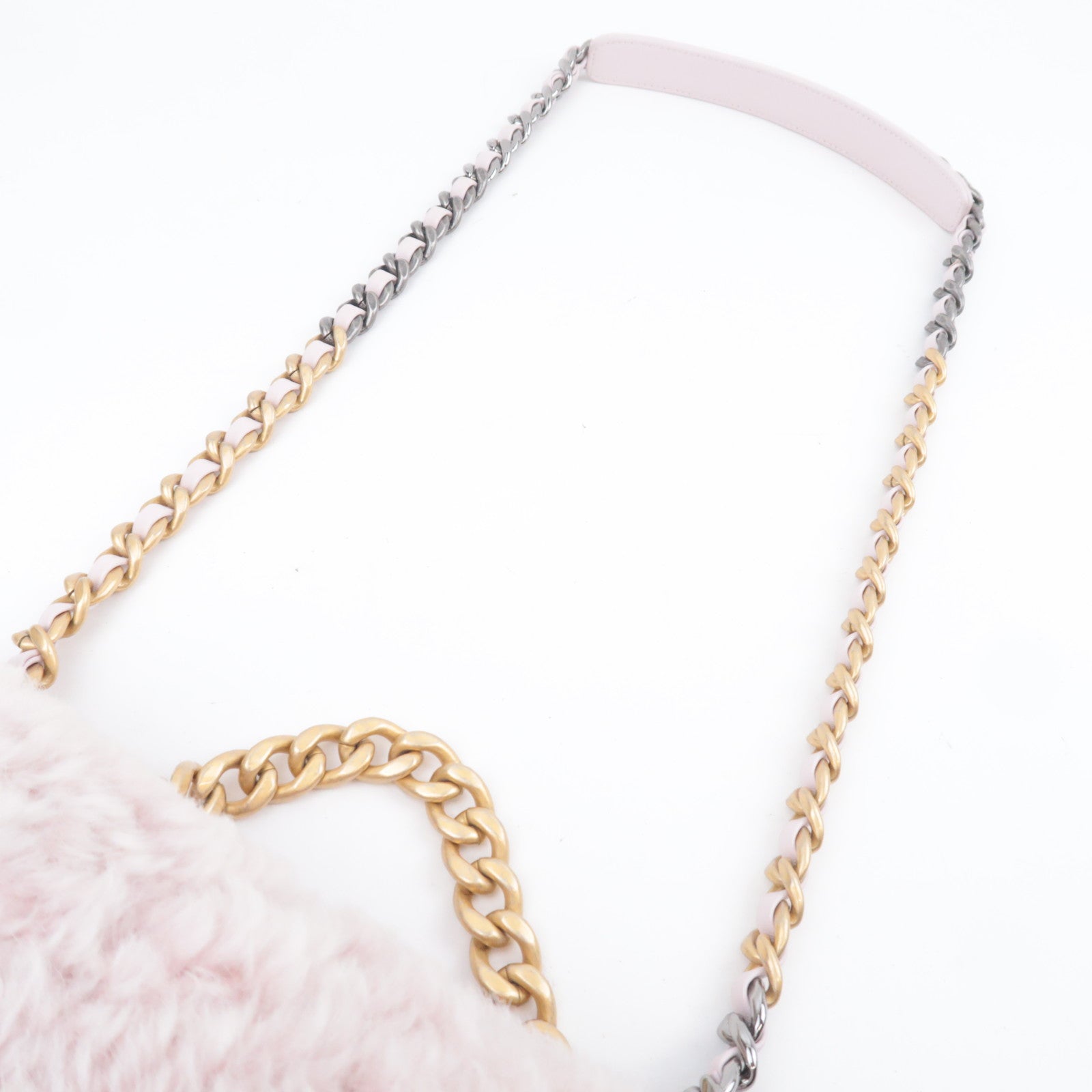 CHANEL 19 Dixneuf 2Way Fur Chain Shoulder Bag Pink