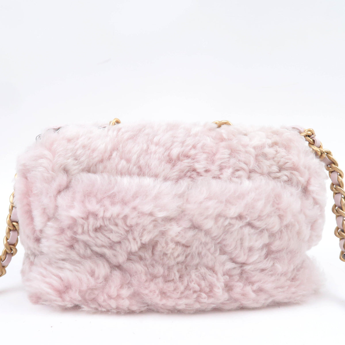 CHANEL 19 Dixneuf 2Way Fur Chain Shoulder Bag Pink