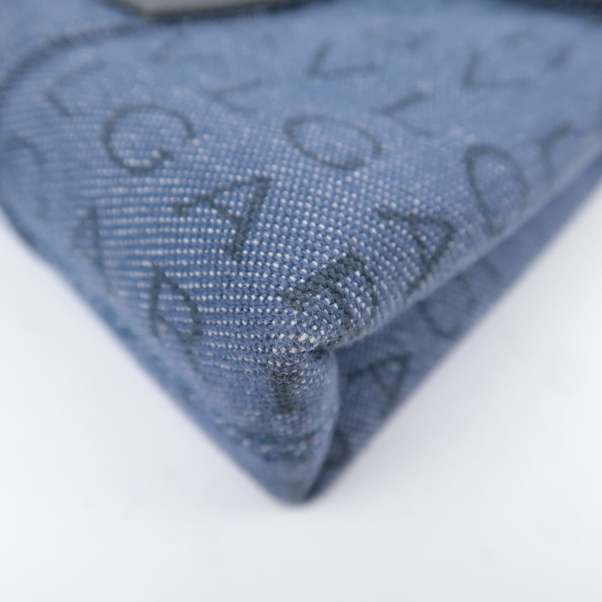 BVLGARI Logo Mania Denim Leather Shoulder Bag Blue