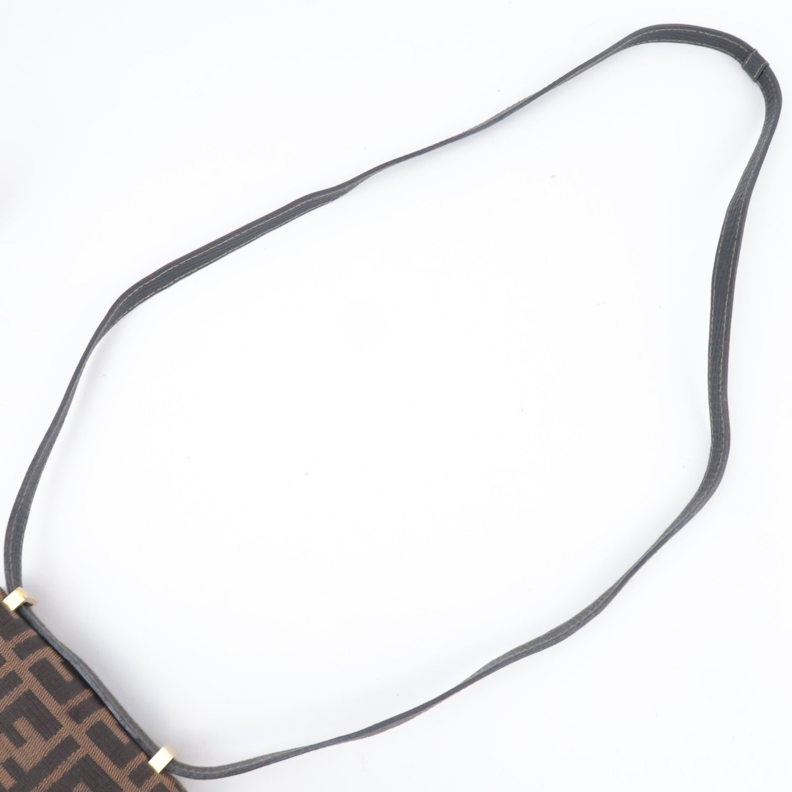 FENDI Zucca Canvas Leather Shoulder Bag Brown Black