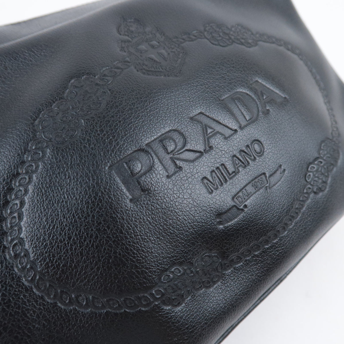 PRADA Leather Shoulder Bag Embossed Logo 1BH089